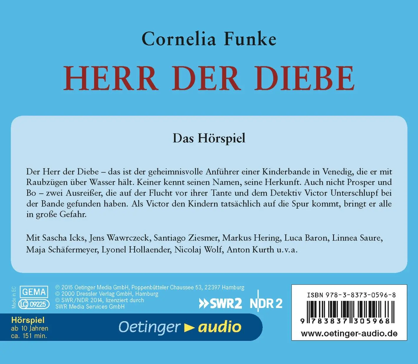 Rückseite: 9783837305968 | Herr der Diebe - Das Hörspiel (2 CD) | Hörspiel | Cornelia Funke | CD
