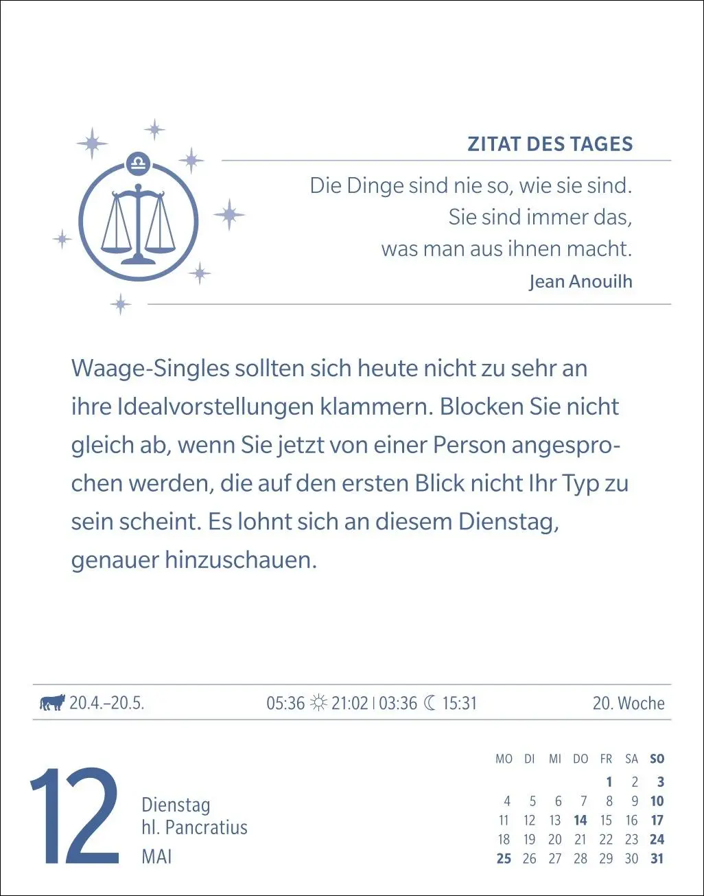 Bild: 9783840035968 | Waage Sternzeichenkalender 2026 - Tagesabreißkalender - Ihr...