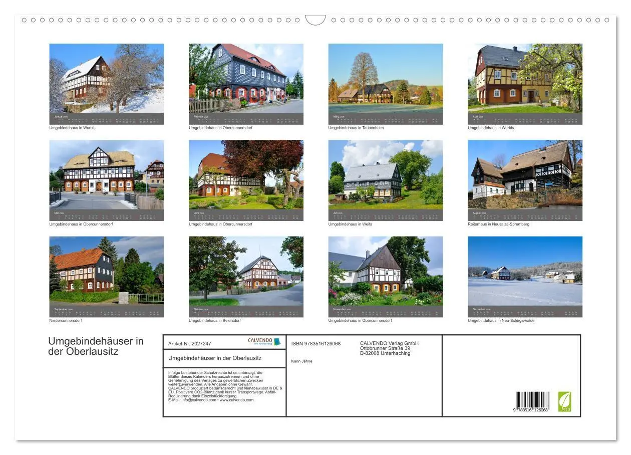 Bild: 9783516126068 | Umgebindehäuser in der Oberlausitz (Wandkalender 2026 DIN A2 quer),...