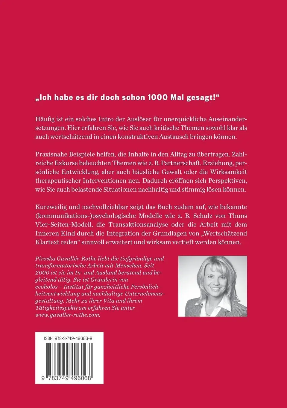 Rückseite: 9783749496068 | Wertschätzend Klartext reden | Piroska Gavallér-Rothe | Taschenbuch