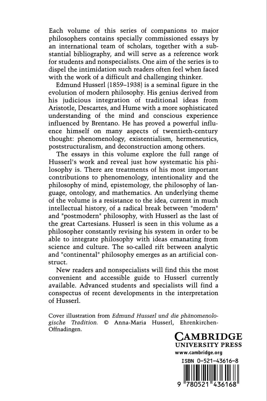 Rückseite: 9780521436168 | The Cambridge Companion to Hussal | Barry Smith (u. a.) | Taschenbuch