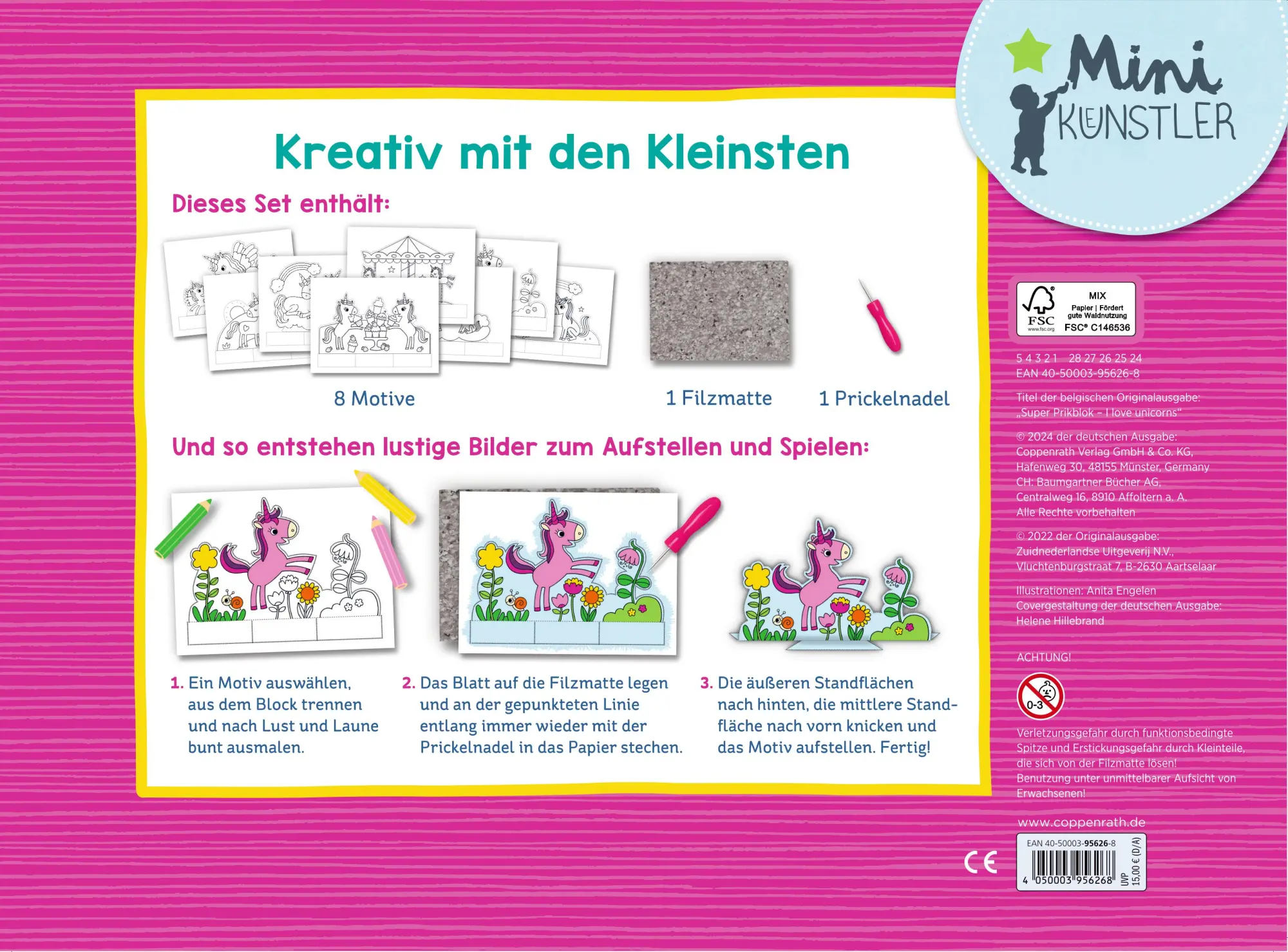 Rückseite: 4050003956268 | Mein großes Prickel-Starterset: Einhörner | Anita Engelen | Deutsch