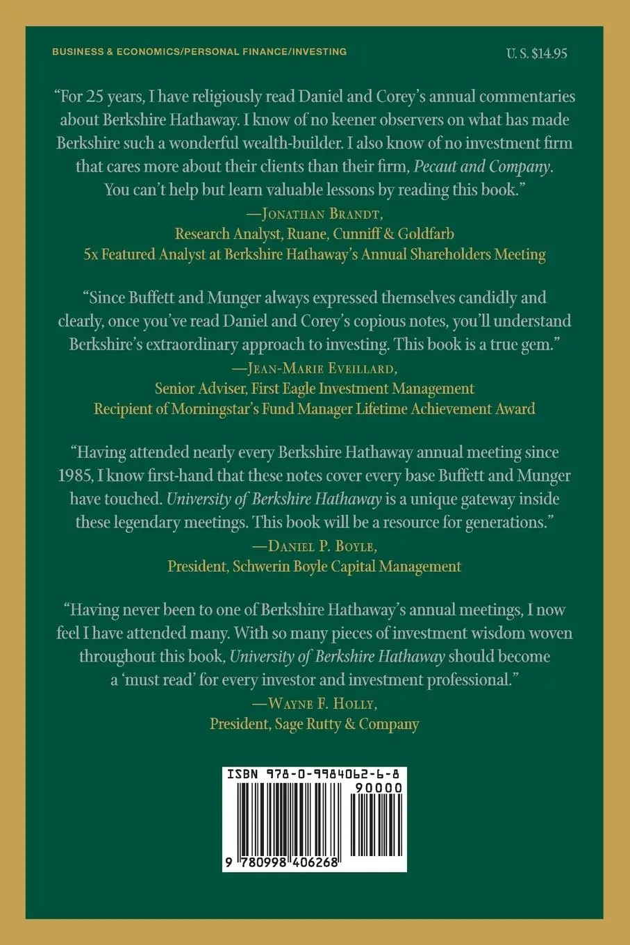 Rückseite: 9780998406268 | University of Berkshire Hathaway | Daniel Pecaut (u. a.) | Taschenbuch