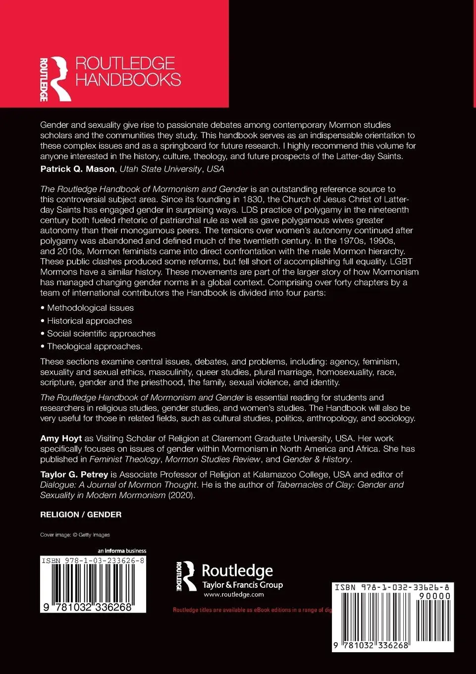 Rückseite: 9781032336268 | The Routledge Handbook of Mormonism and Gender | Taylor Petrey (u. a.)