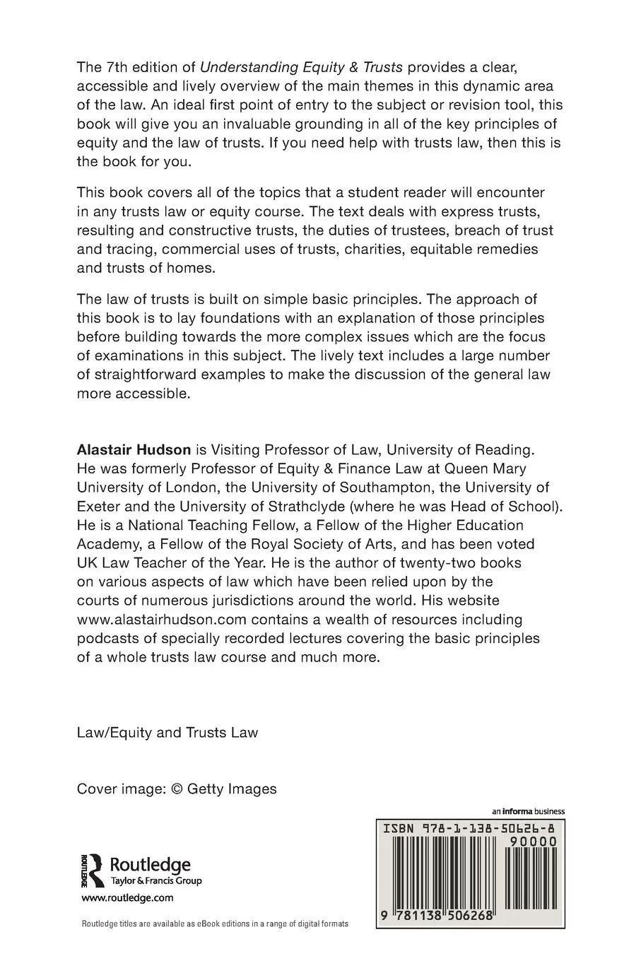 Rückseite: 9781138506268 | Understanding Equity &amp; Trusts | Alastair Hudson | Taschenbuch | 2021
