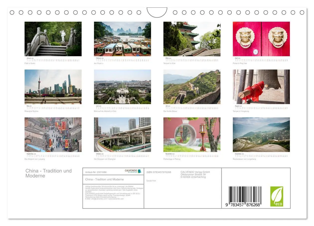 Bild: 9783457876268 | China - Tradition und Moderne (Wandkalender 2026 DIN A4 quer),...
