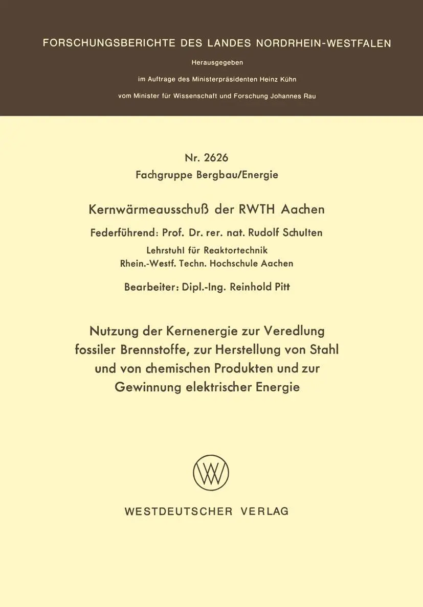 Cover: 9783531026268 | Nutzung der Kernenergie zur Veredlung fossiler Brennstoffe, zur...