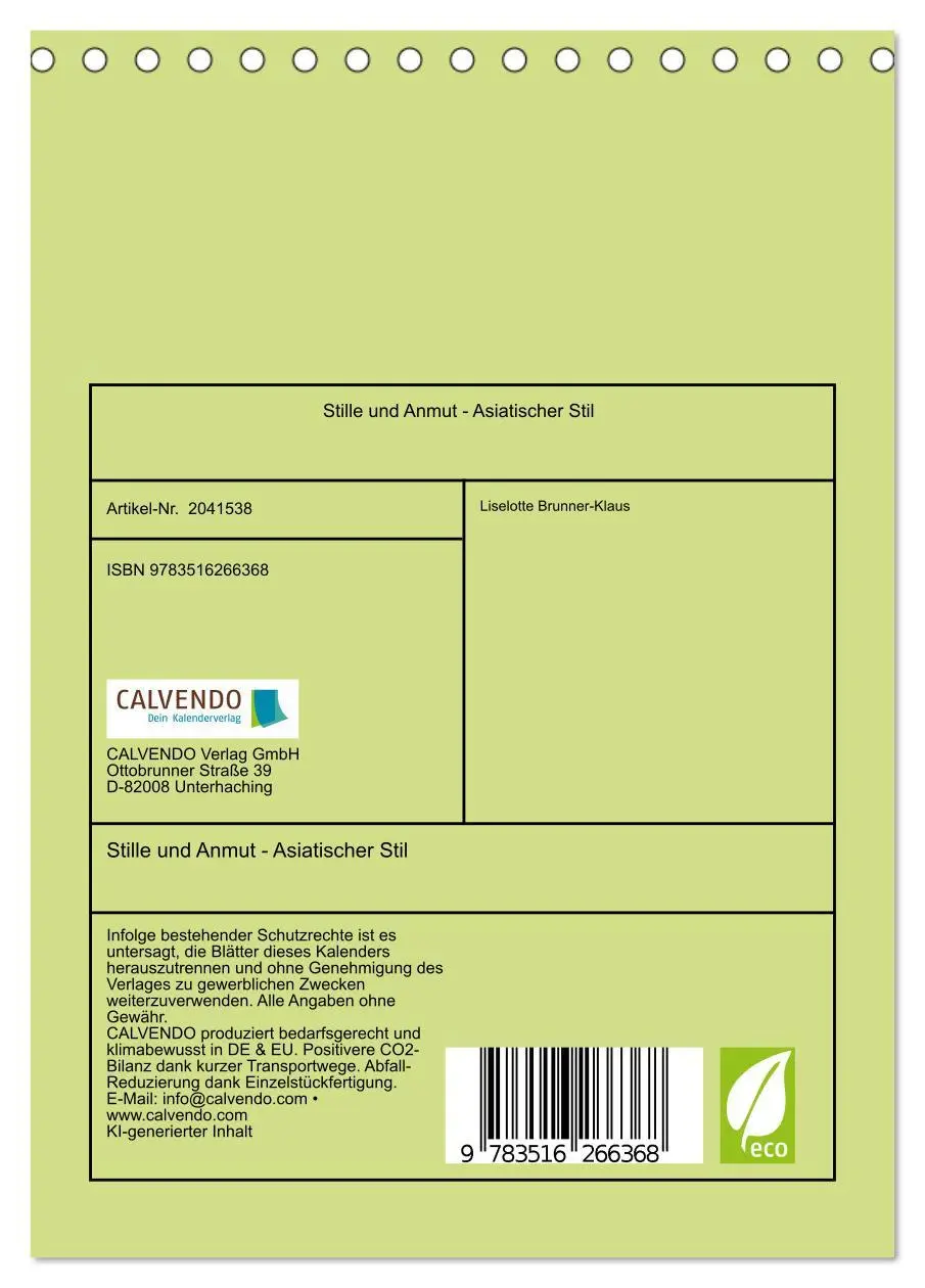 Bild: 9783516266368 | Stille und Anmut - Asiatischer Stil (Tischkalender 2026 DIN A5...