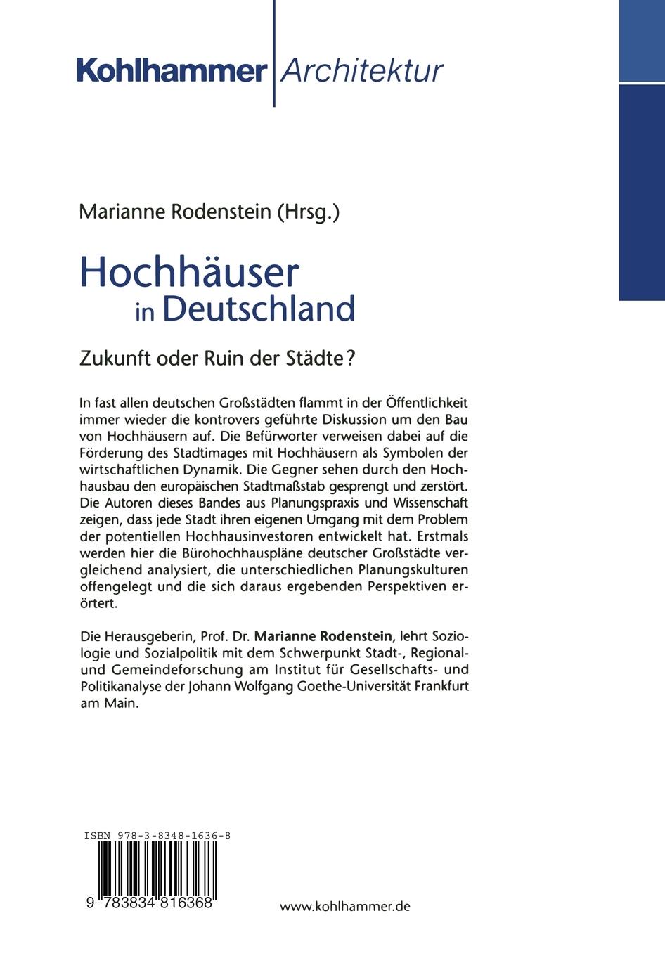 Rückseite: 9783834816368 | Hochhäuser in Deutschland | Zukunft oder Ruin der Städte? | Rodenstein