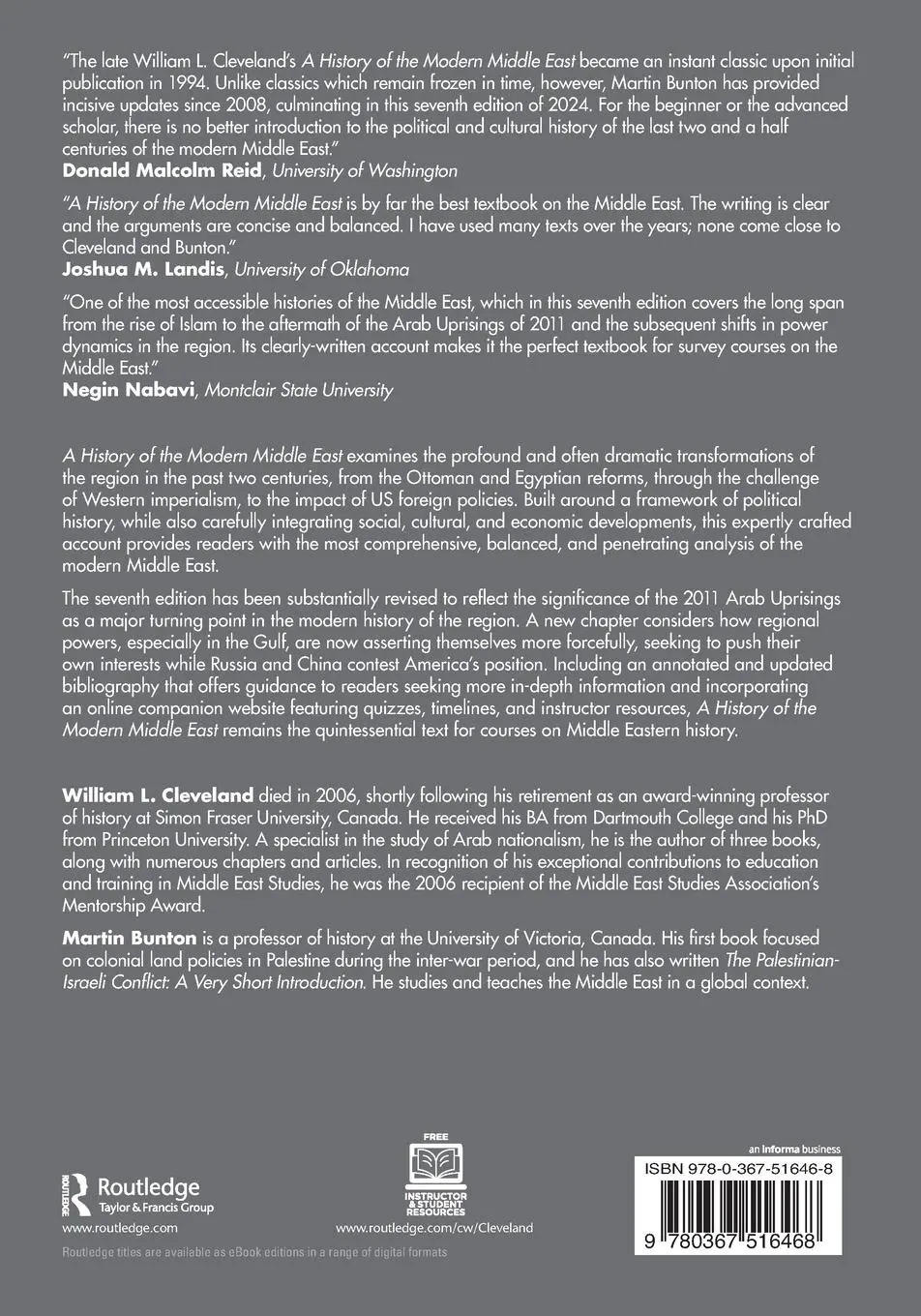 Rückseite: 9780367516468 | A History of the Modern Middle East | William L. Cleveland (u. a.)