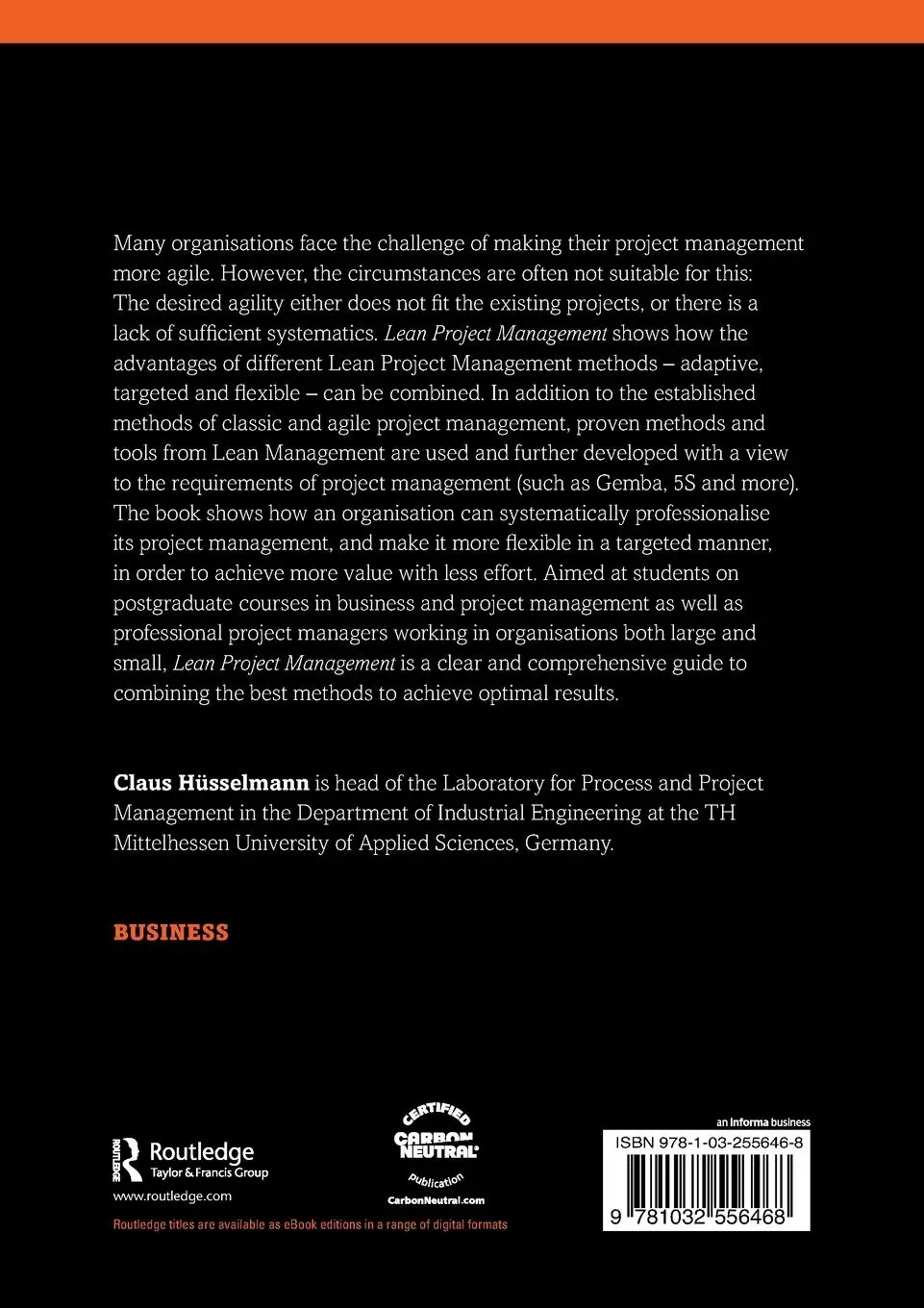 Rückseite: 9781032556468 | Lean Project Management | Claus Hüsselmann | Taschenbuch | Englisch