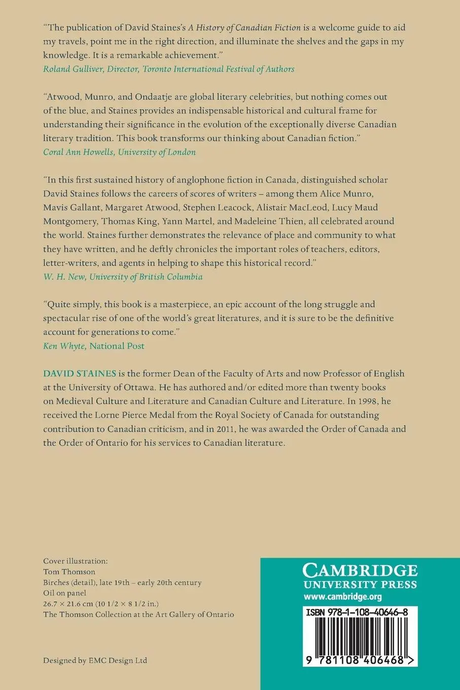 Rückseite: 9781108406468 | A History of Canadian Fiction | David Staines | Taschenbuch | Englisch
