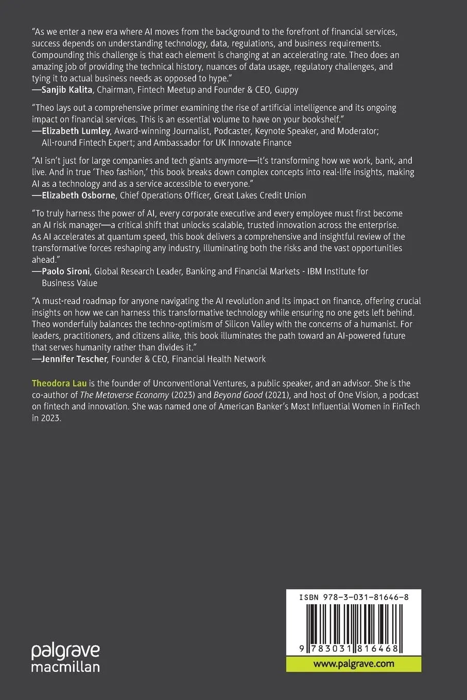 Rückseite: 9783031816468 | Banking on (Artificial) Intelligence | Theodora Lau | Taschenbuch