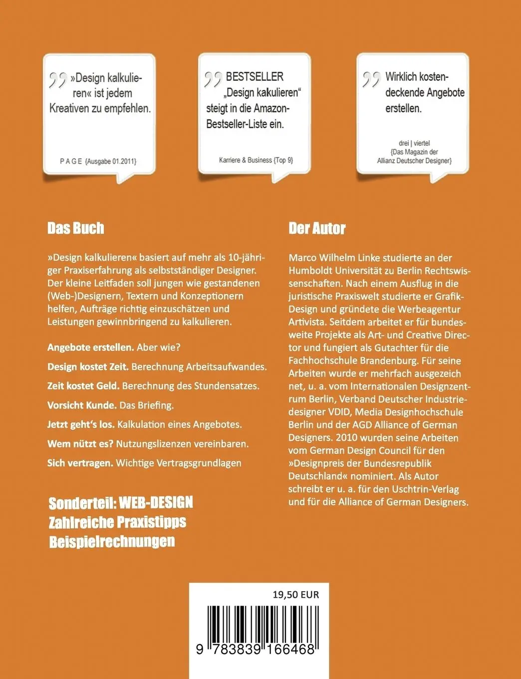Rückseite: 9783839166468 | Design kalkulieren - Stundensatz berechnen. Kosten kalkulieren....