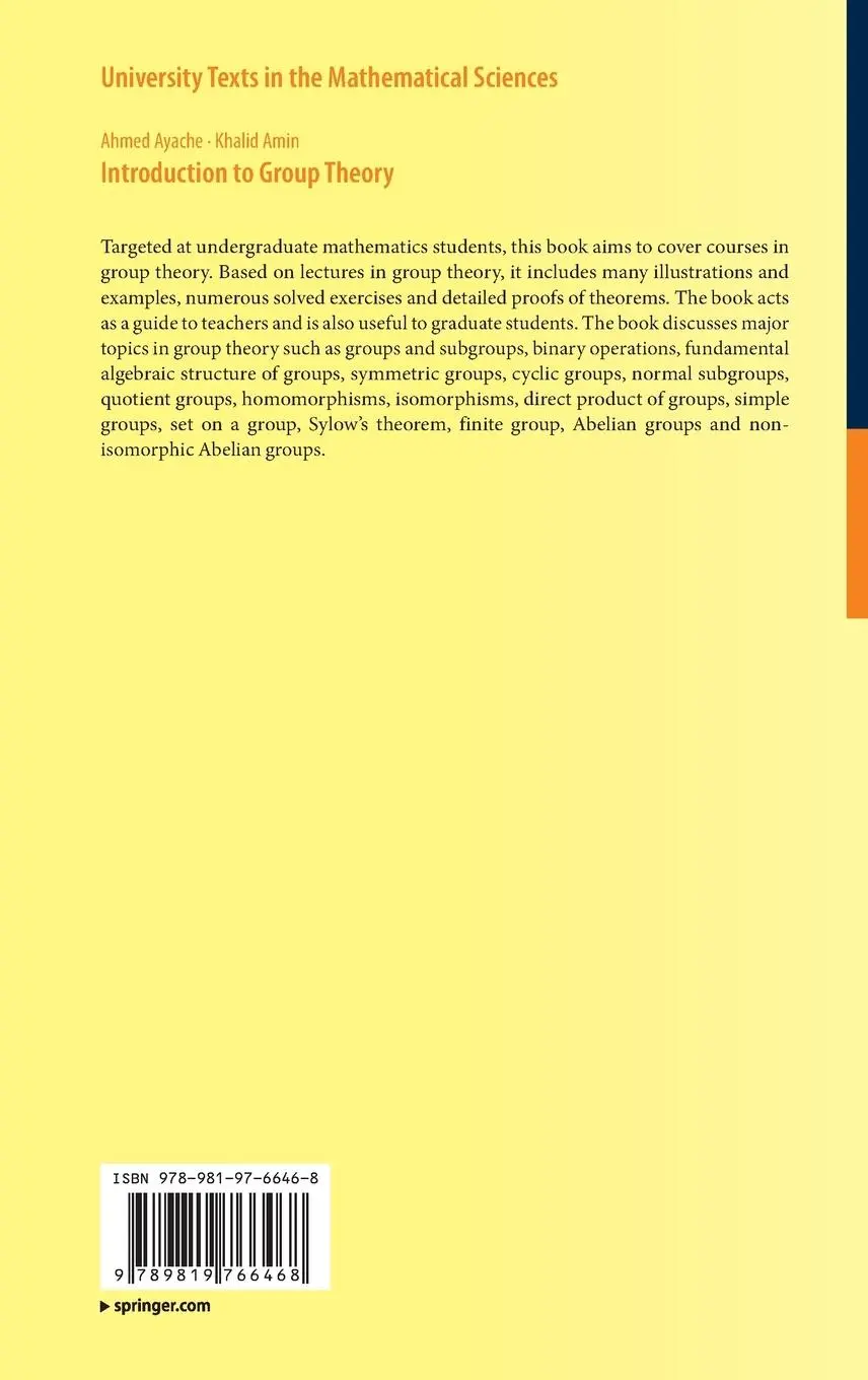 Rückseite: 9789819766468 | Introduction to Group Theory | Ahmed Ayache (u. a.) | Buch | xiv