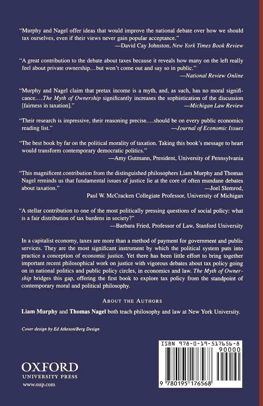Rückseite: 9780195176568 | The Myth of Ownership | Taxes and Justice | Liam B. Murphy (u. a.)