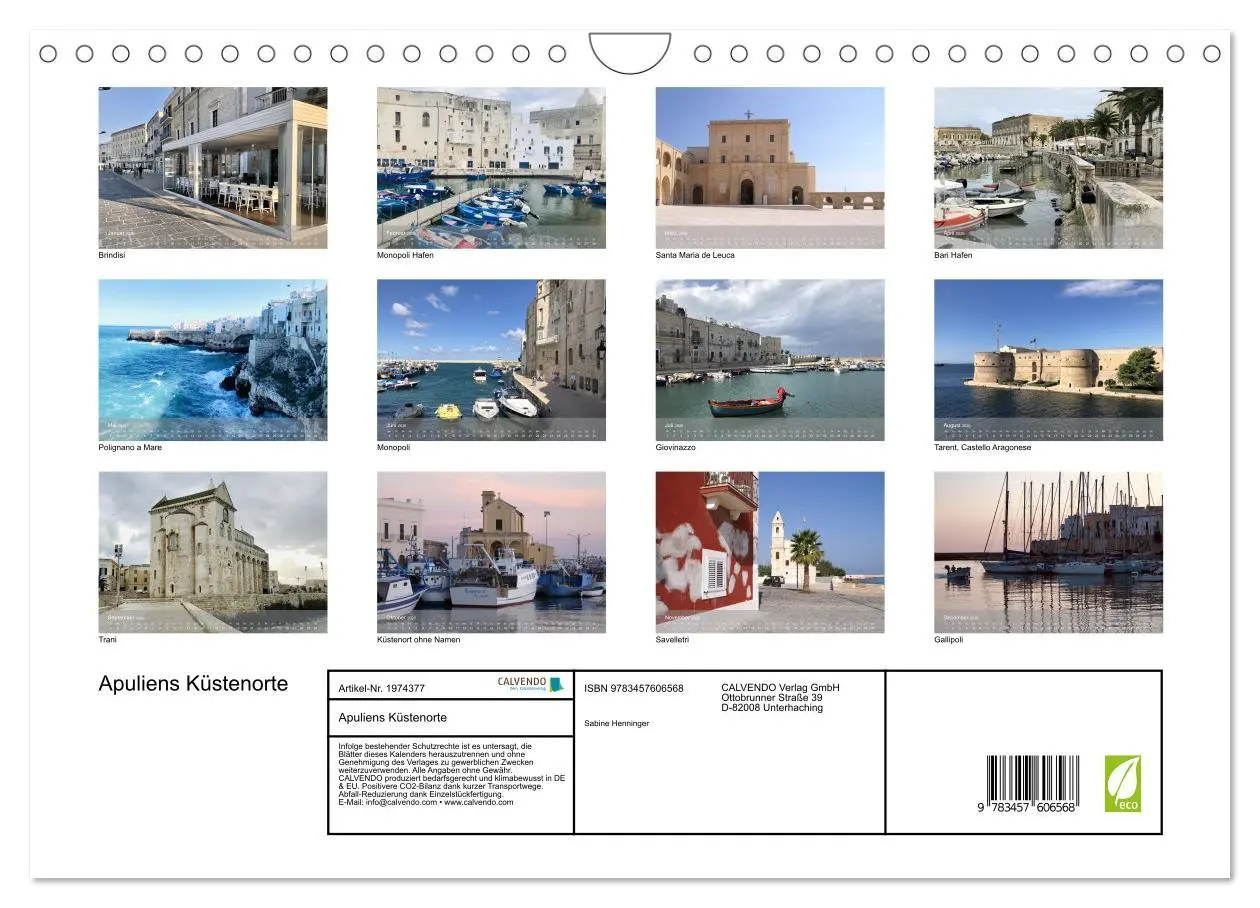 Bild: 9783457606568 | Apuliens Küstenorte (Wandkalender 2026 DIN A4 quer), CALVENDO...