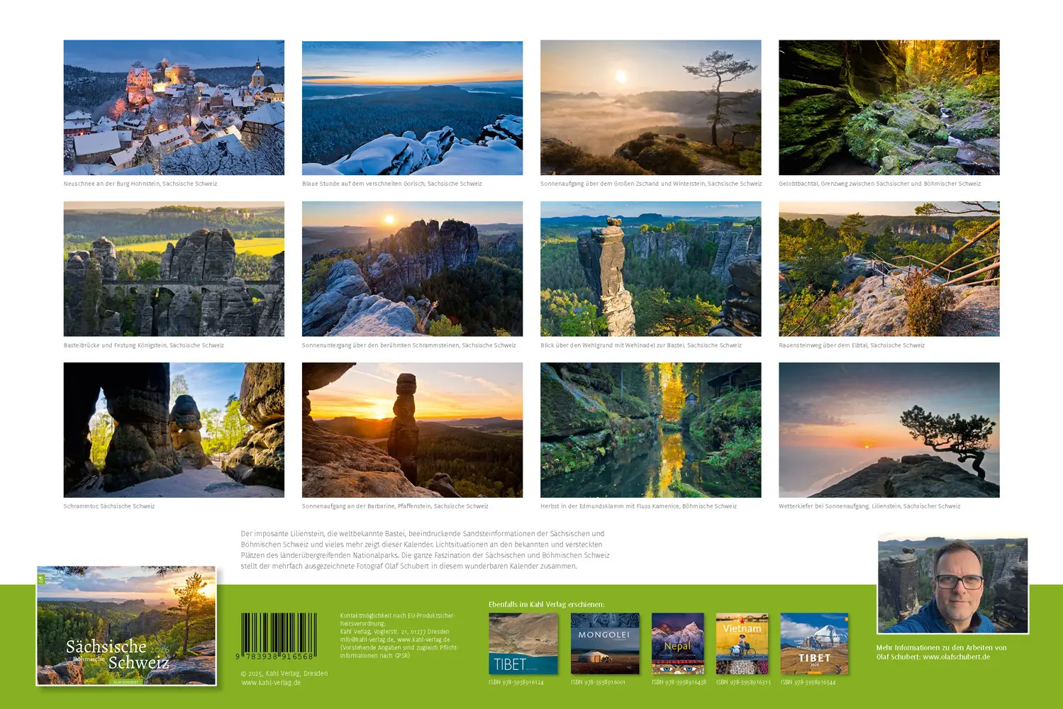 Bild: 9783938916568 | Kalender Sächsische &amp; Böhmische Schweiz 2026 | Wandkalender 45 x 30 cm
