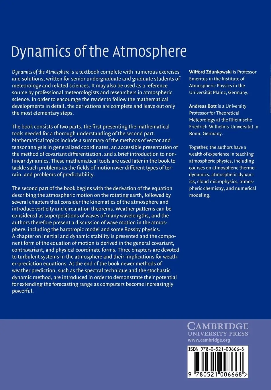Rückseite: 9780521006668 | Dynamics of the Atmosphere | A Course in Theoretical Meteorology