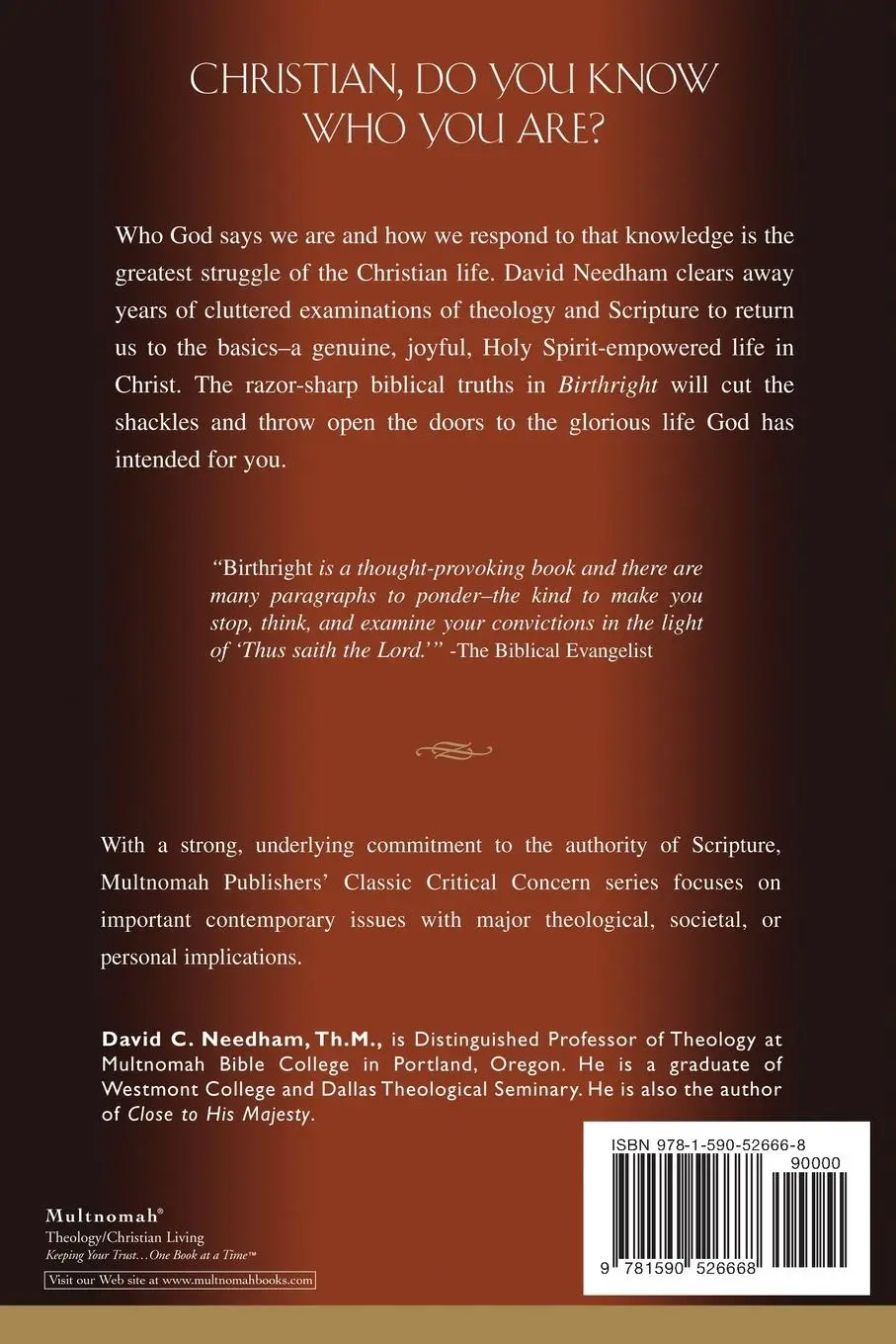 Rückseite: 9781590526668 | Birthright | Christian, Do You Know Who You Are? | David C. Needham