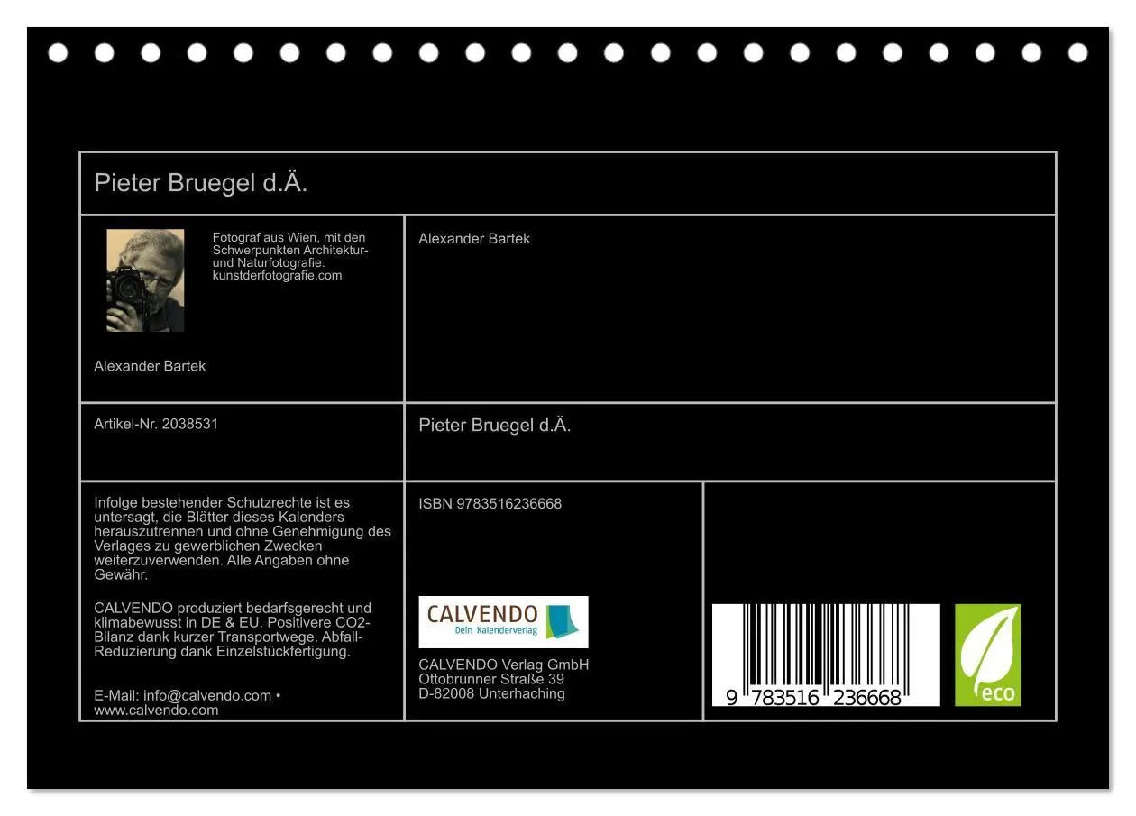 Bild: 9783516236668 | Pieter Bruegel d.Ä. (Tischkalender 2026 DIN A5 quer), CALVENDO...