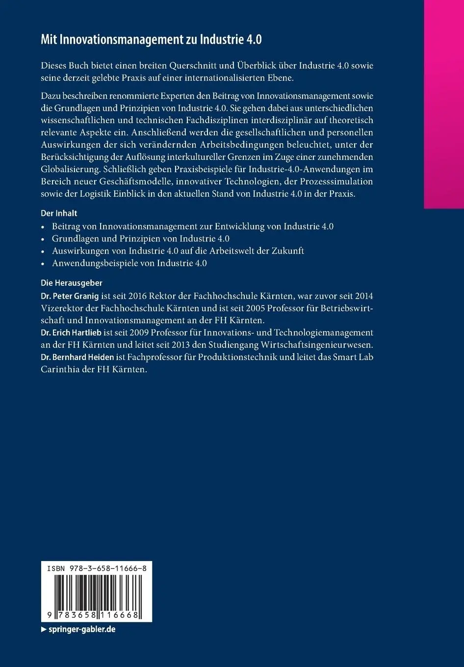 Rückseite: 9783658116668 | Mit Innovationsmanagement zu Industrie 4.0 | Peter Granig (u. a.)