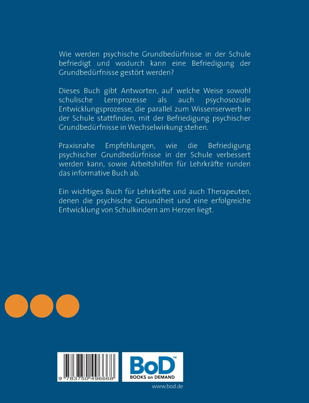Rückseite: 9783750496668 | Psychische Grundbedürfnisse in der Schule | Stefan Jarzombek | Buch