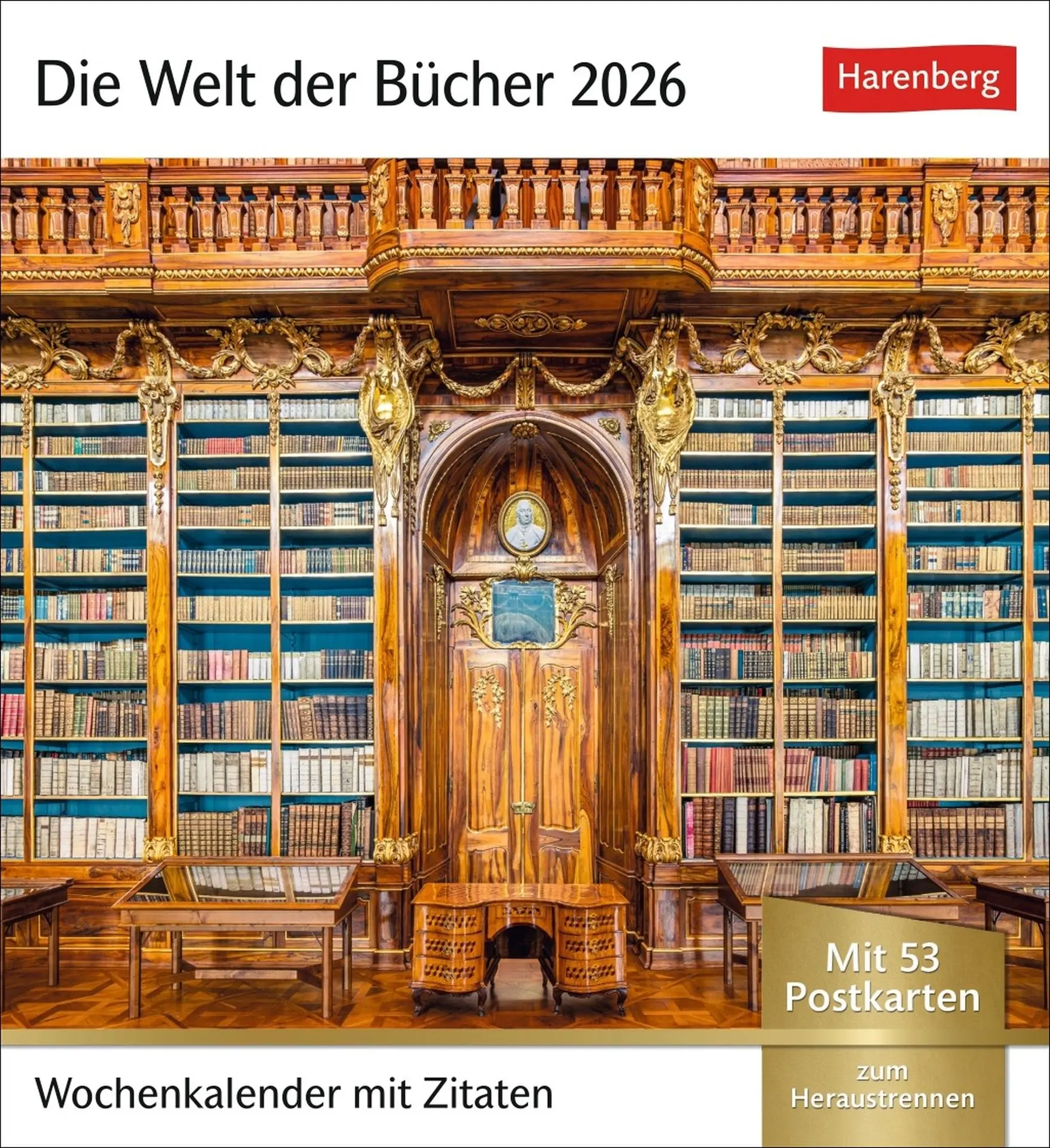Cover: 9783840036668 | Die Welt der Bücher Postkartenkalender 2026 - Wochenkalender mit 53...