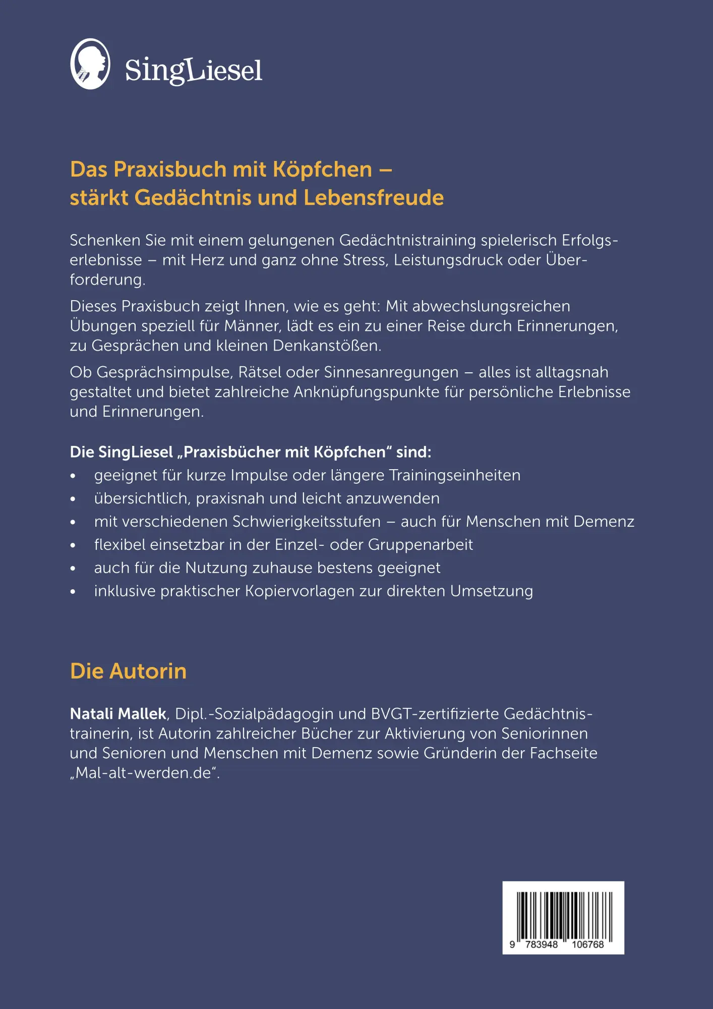 Bild: 9783948106768 | Gedächtnistraining für Senioren Denkspaß für Männer | Natali Mallek