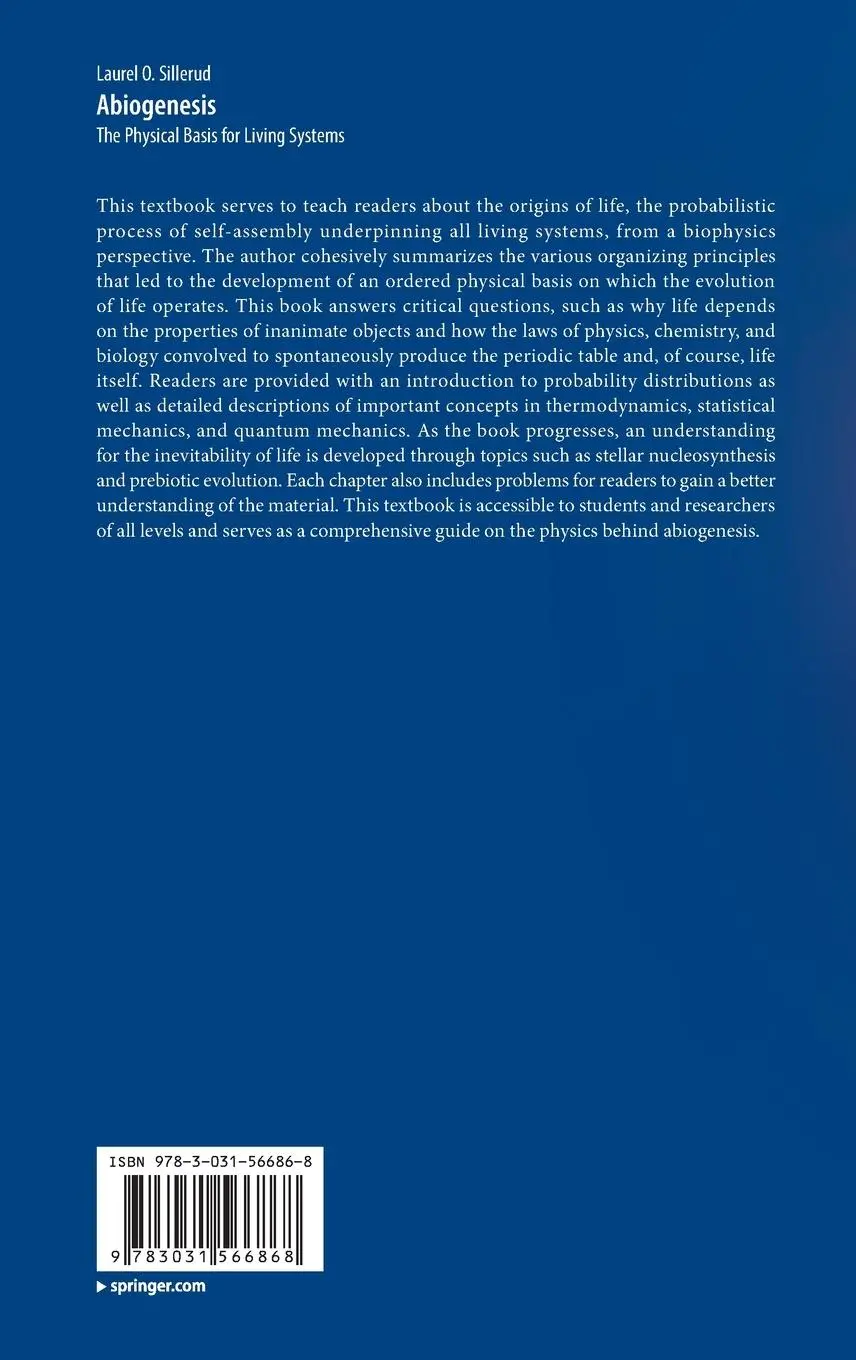 Rückseite: 9783031566868 | Abiogenesis | The Physical Basis for Living Systems | Sillerud | Buch