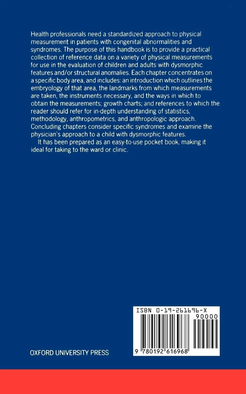 Rückseite: 9780192616968 | Handbook of Normal Physical Measurements | Judith Hall | Taschenbuch