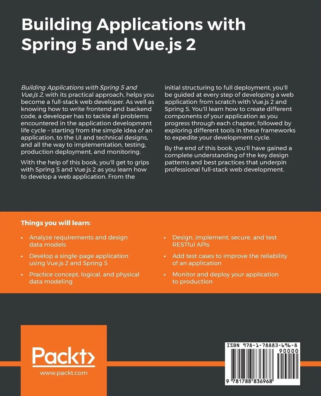 Rückseite: 9781788836968 | Building Applications with Spring 5 and Vue.js 2 | James J. Ye | Buch
