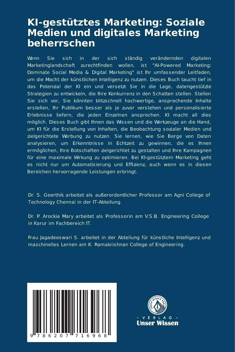 Rückseite: 9786207716968 | KI-gestütztes Marketing: Soziale Medien und digitales Marketing...