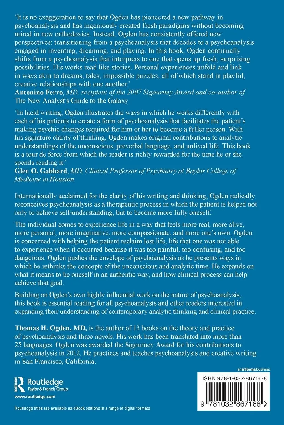 Rückseite: 9781032867168 | What Alive Means | Psychoanalytic Explorations | Thomas H Ogden | Buch