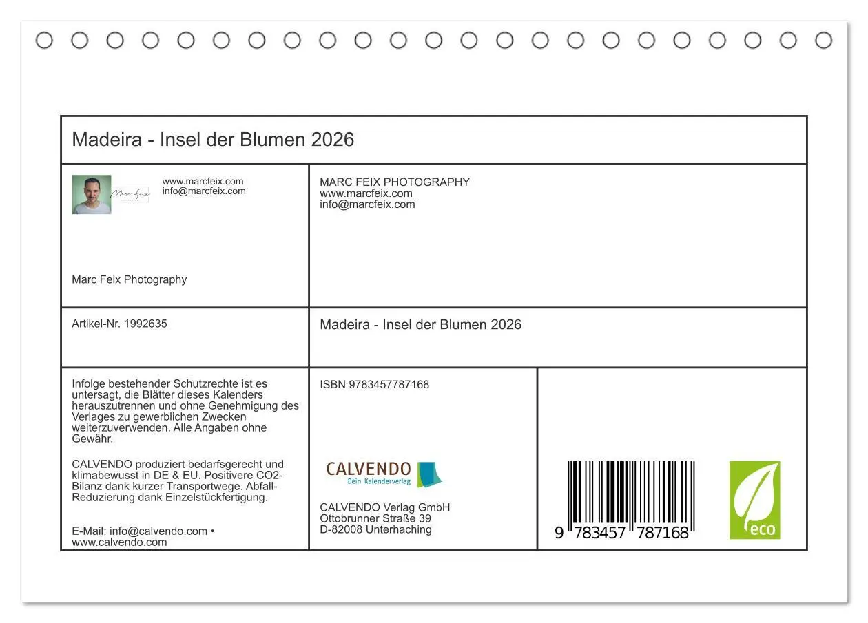 Bild: 9783457787168 | Madeira - Insel der Blumen 2026 (Tischkalender 2026 DIN A5 quer),...