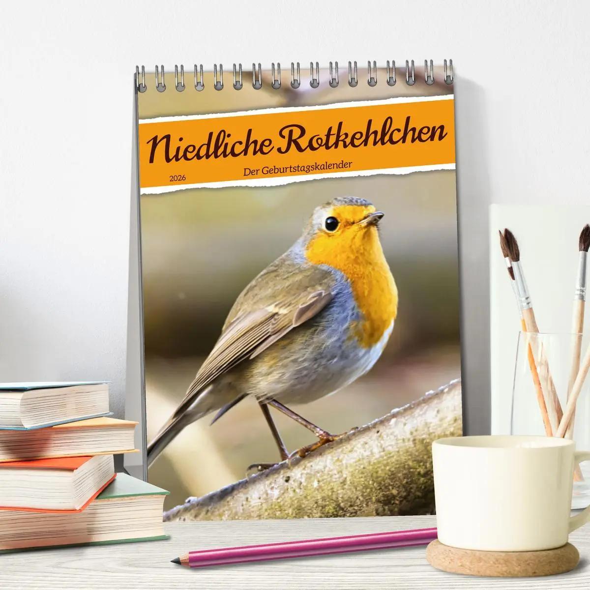 Bild: 9783516327168 | Niedliche Rotkehlchen (Tischkalender 2026 DIN A5 hoch), CALVENDO...