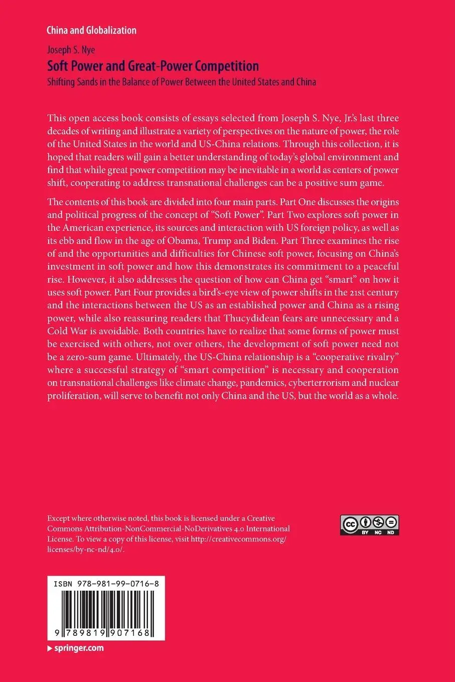 Rückseite: 9789819907168 | Soft Power and Great-Power Competition | Joseph S. Nye | Taschenbuch