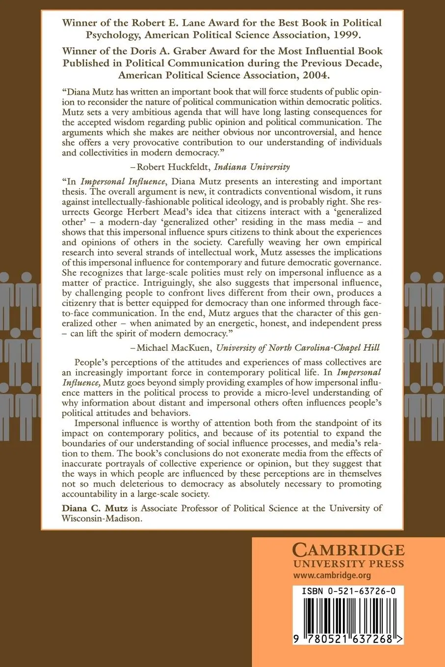 Rückseite: 9780521637268 | Impersonal Influence | Diana C. Mutz | Taschenbuch | Englisch | 2006