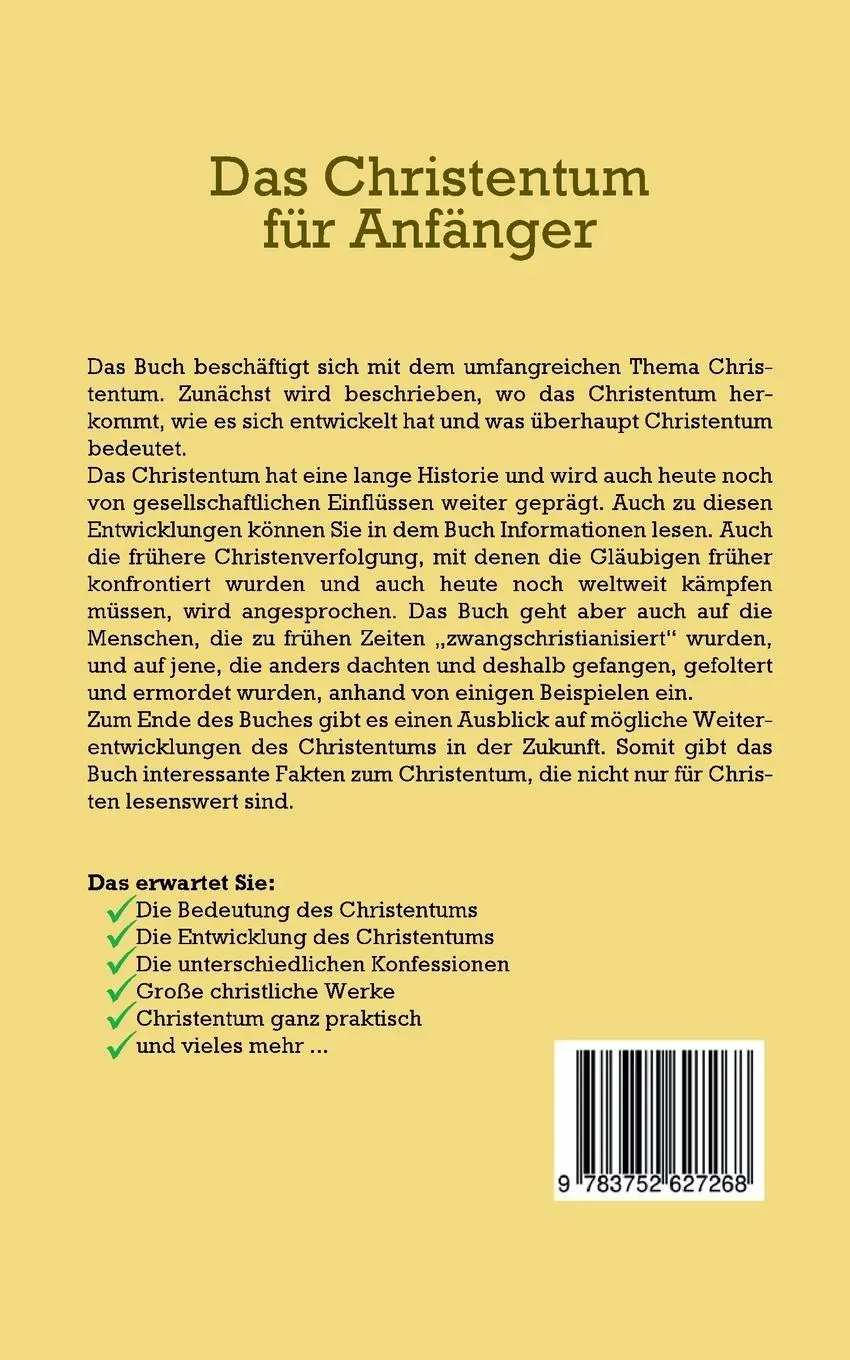Rückseite: 9783752627268 | Das Christentum für Anfänger | Viktoria Hofmann | Taschenbuch | 76 S.