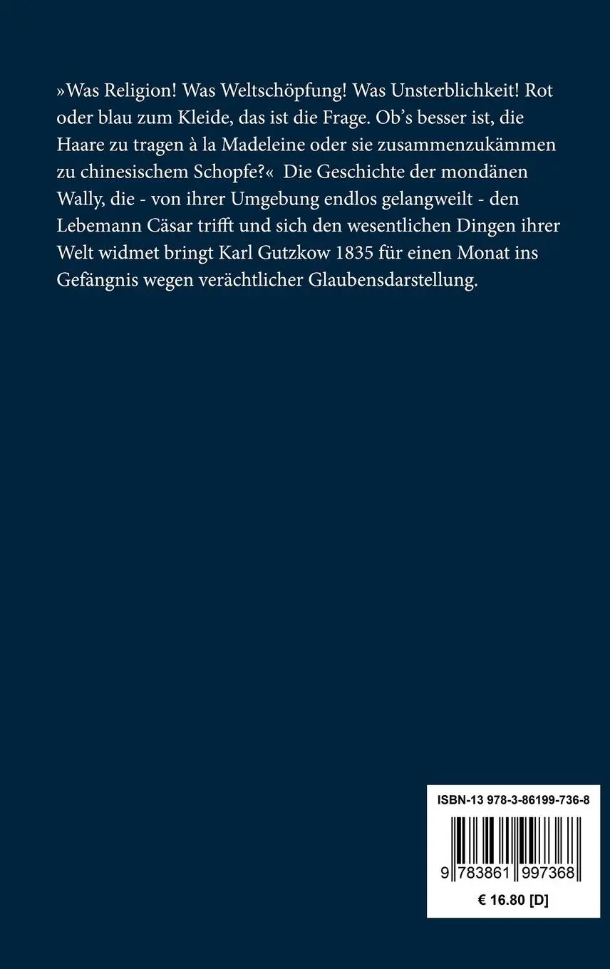 Rückseite: 9783861997368 | Wally, die Zweiflerin | Roman | Karl Gutzkow | Buch | 108 S. | Deutsch