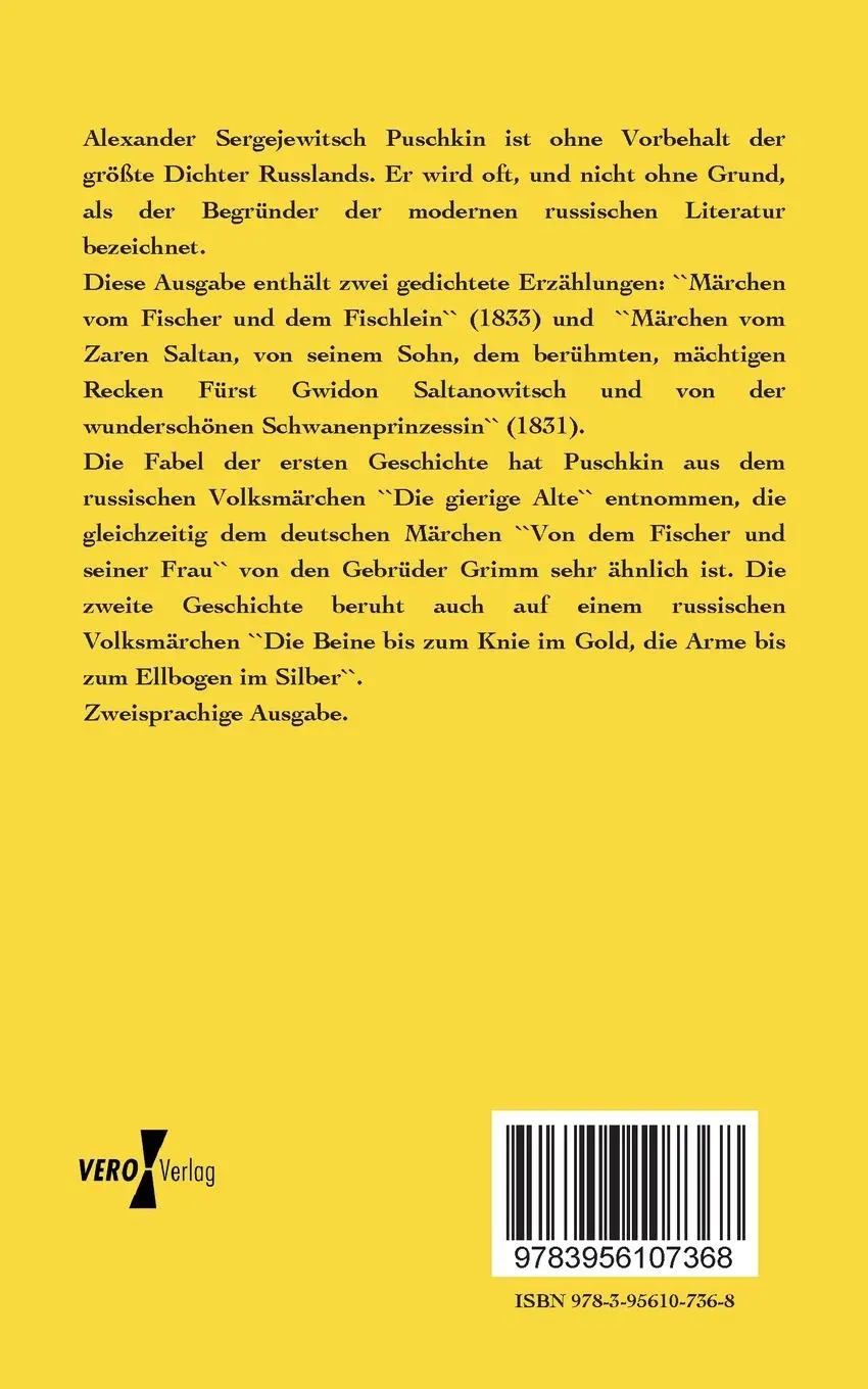 Rückseite: 9783956107368 | Märchen | zweisprachige Ausgabe | A. S. Puschkin | Taschenbuch | 84 S.
