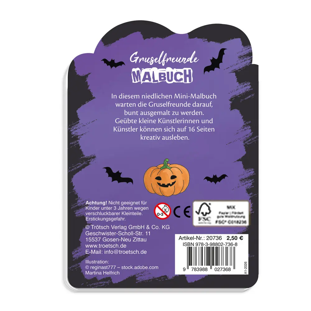 Bild: 9783988027368 | TRÖTSCH - Malbuch Gruselfreunde Ab 3 Jahren | Stickermalbuch Malbuch
