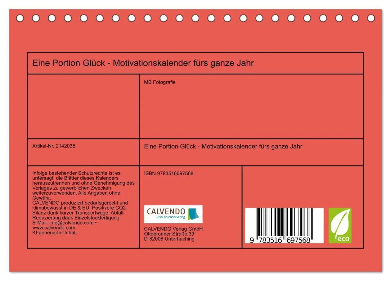 Bild: 9783516697568 | Eine Portion Glück - Motivationskalender fürs ganze Jahr...