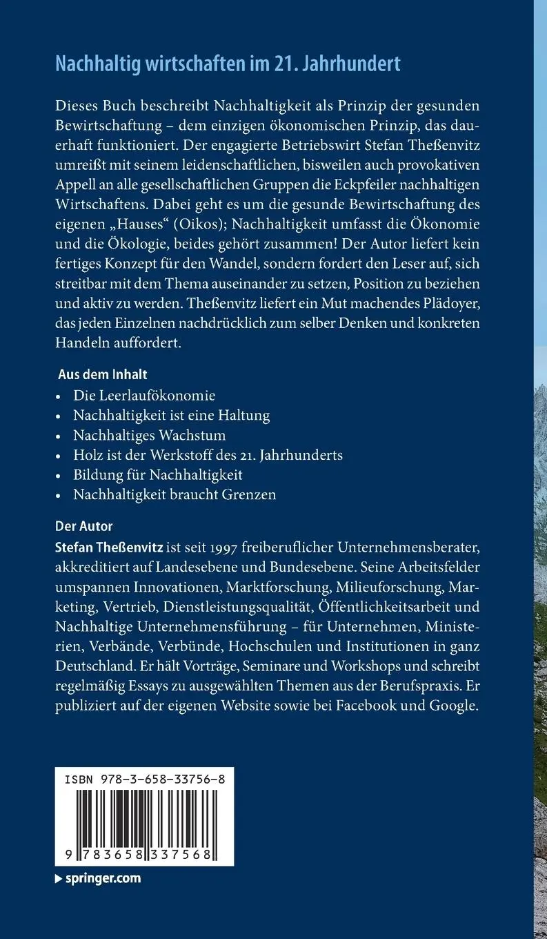 Rückseite: 9783658337568 | Nachhaltig wirtschaften im 21. Jahrhundert | Stefan Theßenvitz | Buch