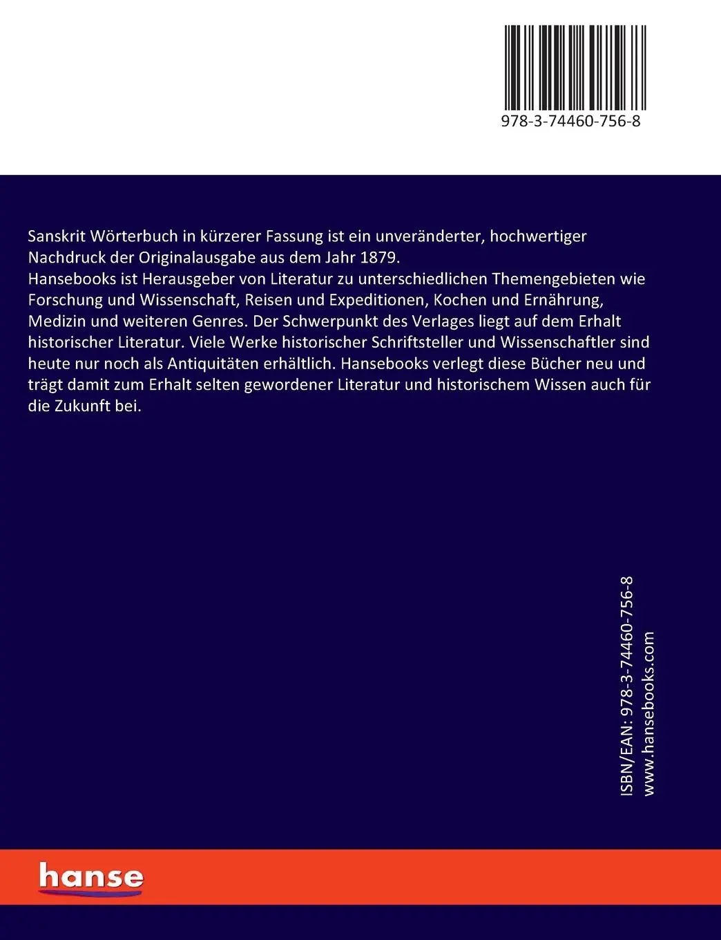 Rückseite: 9783744607568 | Sanskrit Wörterbuch in kürzerer Fassung | Otto von Böhtlingk | Buch