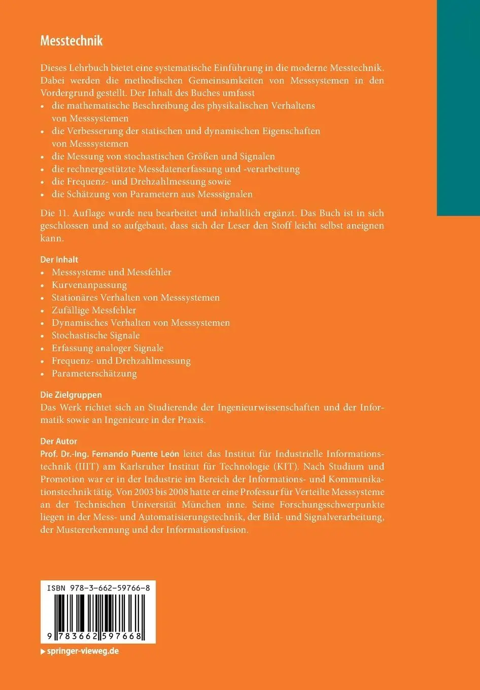 Rückseite: 9783662597668 | Messtechnik | Fernando Puente León | Taschenbuch | XVI | Deutsch