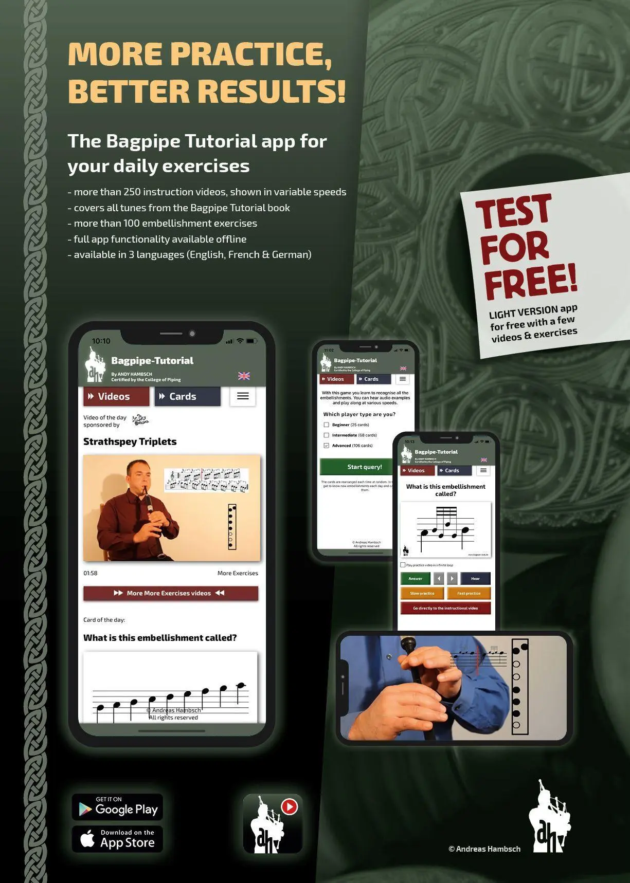 Bild: 9783981997668 | Bagpipe Tutorial - incl. app cooperation | Andreas Hambsch | Buch