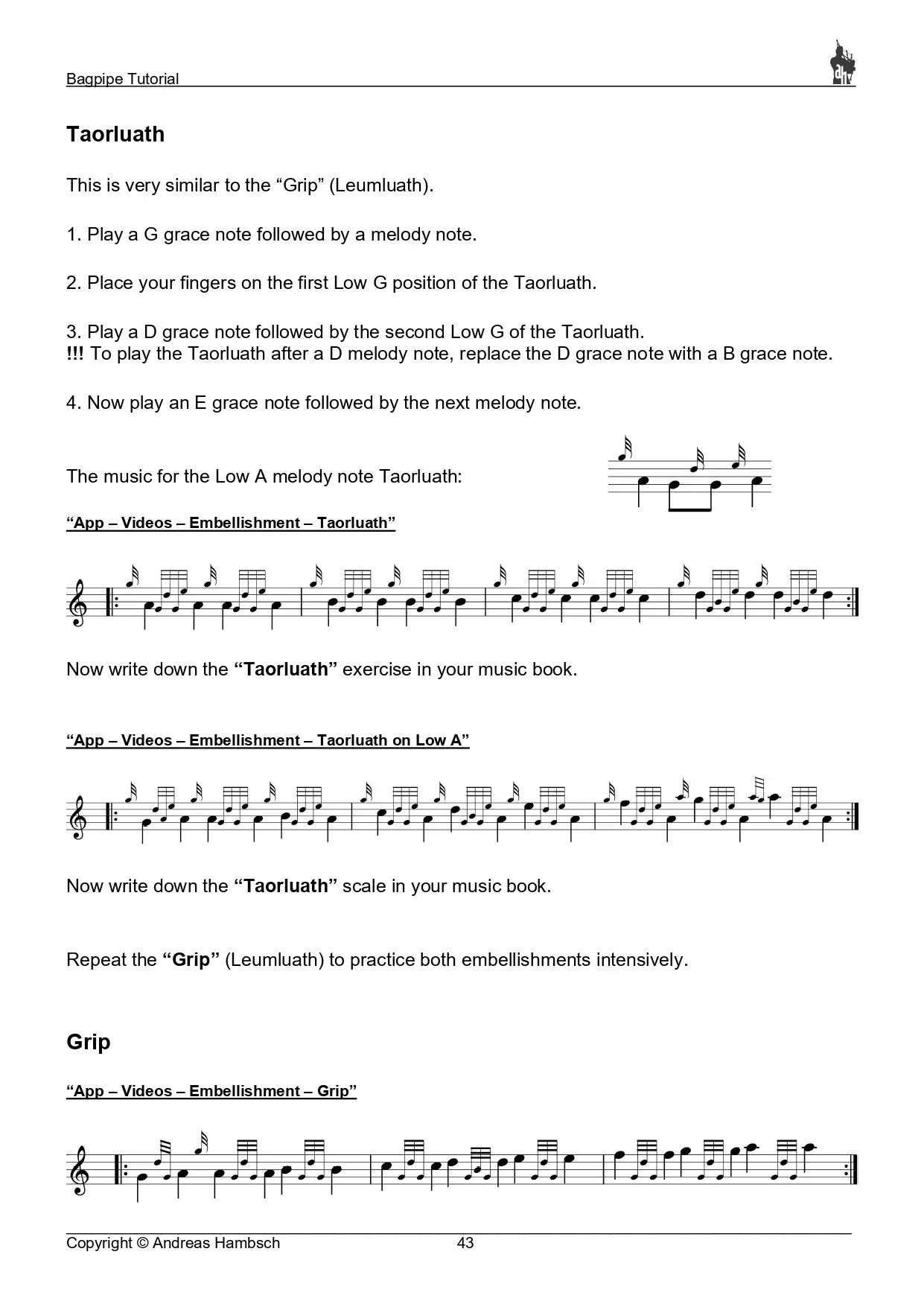 Bild: 9783981997668 | Bagpipe Tutorial - incl. app cooperation | Andreas Hambsch | Buch