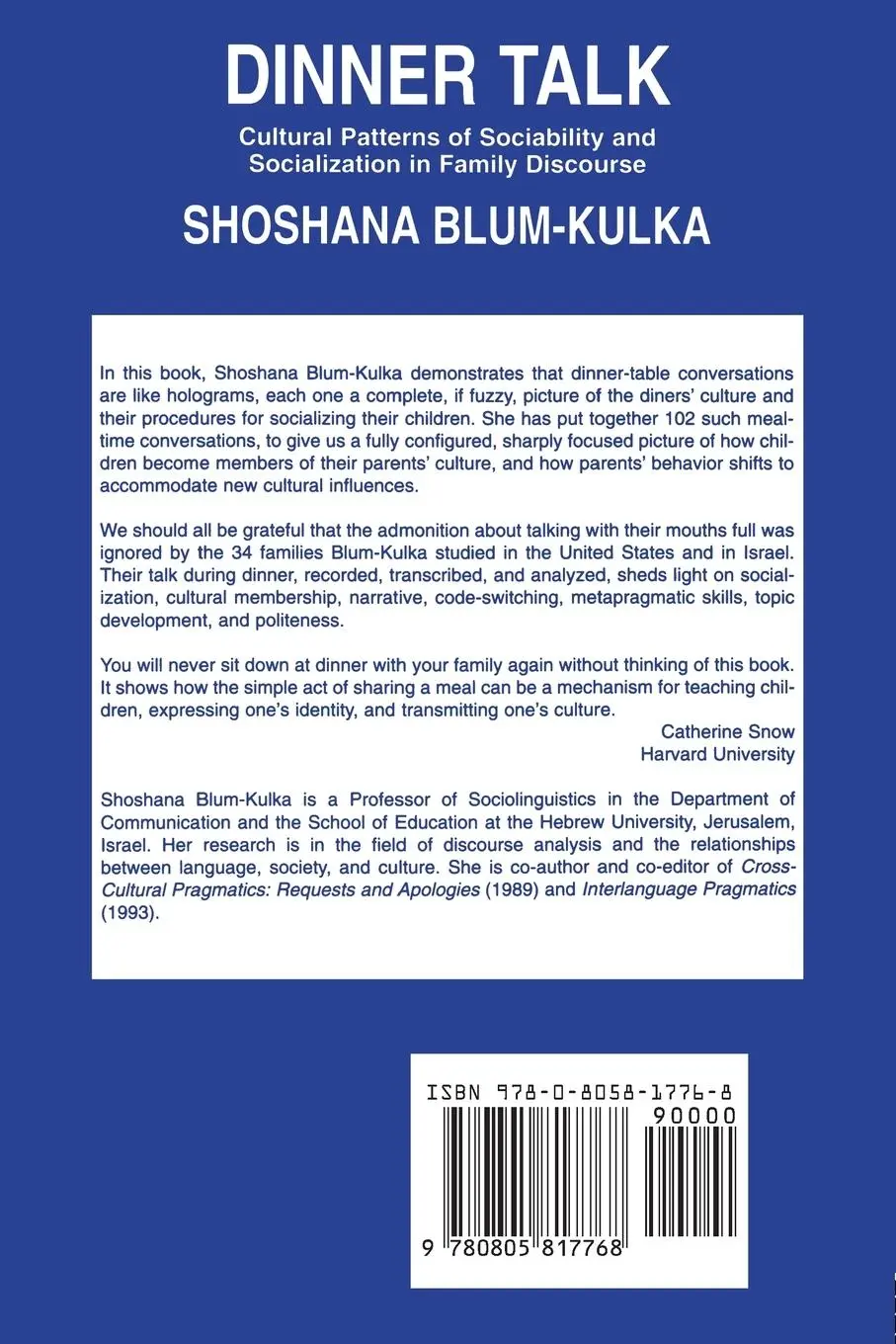 Rückseite: 9780805817768 | Dinner Talk | Shoshana Blum-Kulka | Taschenbuch | Englisch | 1997