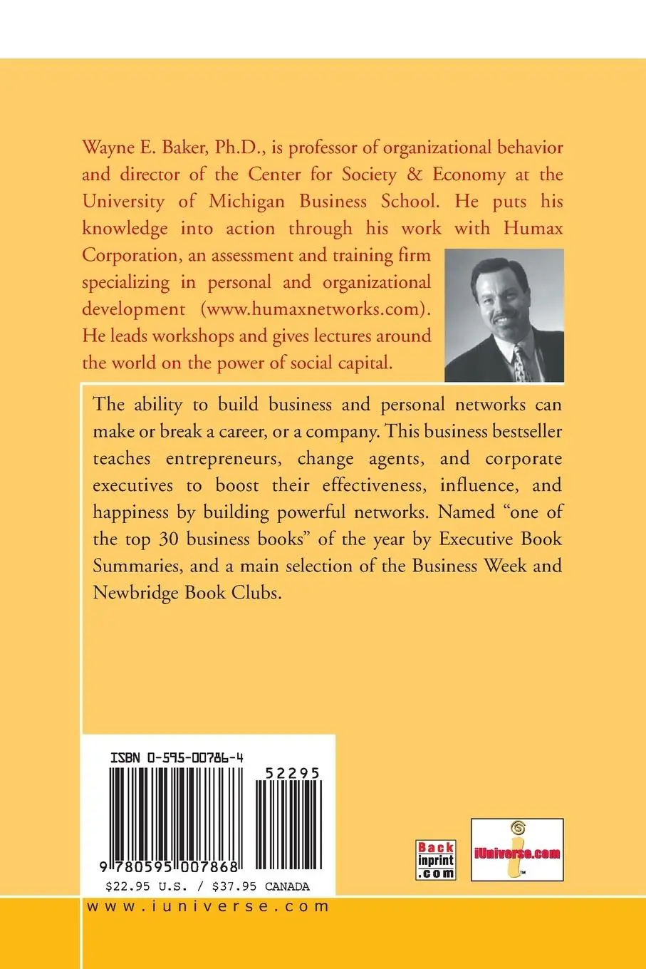 Rückseite: 9780595007868 | Networking Smart | Wayne E. Baker | Taschenbuch | Englisch | 2000